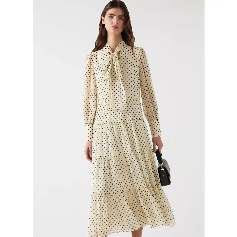 LK Bennett Polly Tie Neck Georgette Dress